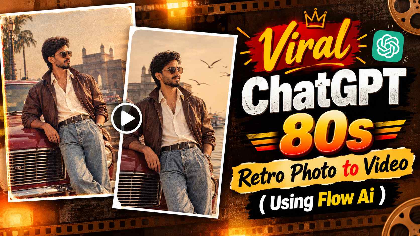 ChatGPT 80s Retro Photo to Video | Google Flow AI Video Prompt